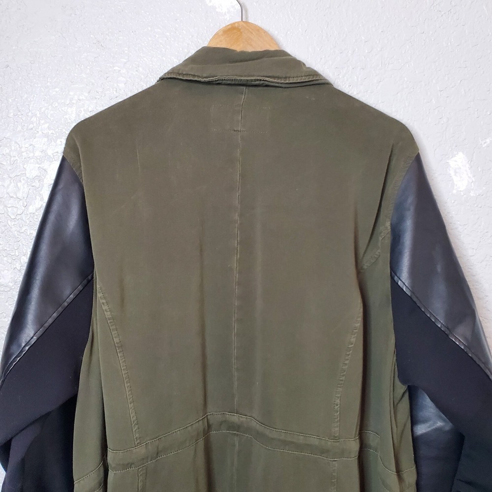 Torrid Anorak Jacket Twill Fabric Faux Leather Sleeves Dark Green Black Sz 3XL - Picture 14 of 16